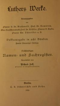 Luthers Werke – Namen- und Sachregister