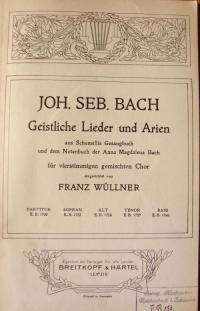 Joh. Seb. Bach. Geistliche Lieder und Arien.