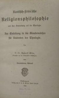 Kantisch-Fries’sche Religionsphilosophie und ihre Anwendung auf die Theologie
