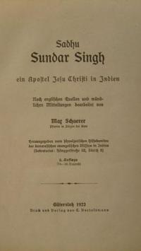 Sadhu Sundar Singh ein Apostel Jesu Christi in Indien