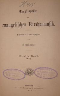 Encyklopädie der evangelischen Kirchenmusik Bd. IV