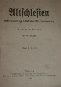 Altschlesien, Mitteilungen des Schlesischen Altertumsvereins Bd. 6. Hf. 2