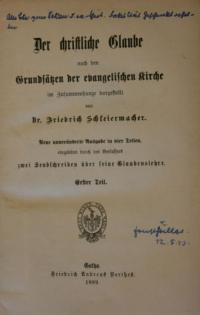 Bibliothek theologischer Klassiker Bd. 13 - Schleiermachers Glaubenslehre – cz. I