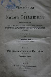 Kommentar zum Neuen Testament Bd. 1 Das Evangelium des Matthäus