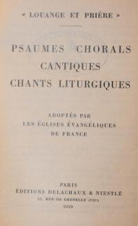 Psaumes Chorals cantiques chants liturgiques