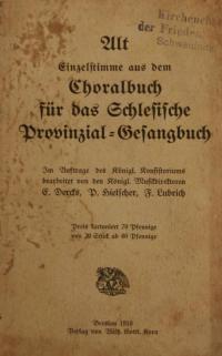 Alt Einzelstimme aus dem Choralbuch für das Schlesische Provinzial-Gesangbuch