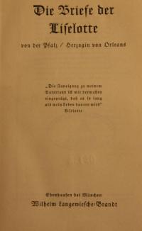 Die Breife der Liselotte von der Pfalz – Herzogin von Orleans