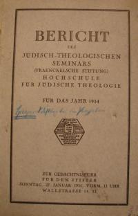 Berich des Judisch Theologoschen  Seminars