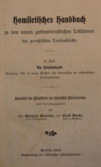 Homiletisches Handbuch in den neuen gottesdienstlichen Lektionen der preußilchen Landeskirche