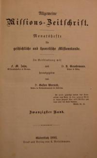 Allgemeine Missions-Zeitschrift, Bd. 20