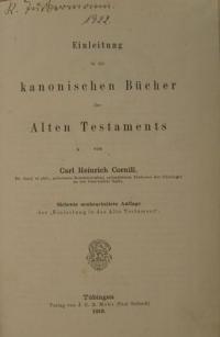 Einleitung in die kanonischen Bücher des Alten Testaments