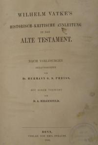 Wilhelm Vatke’s historisch-kritische Einleitung in das Alte Testament