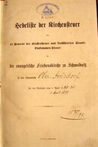 Hebeliste – der Kirchensteuer - Land 1896-1897
